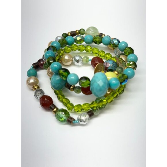 Vintage four strand crystal beaded bracelet set - Picture 2 of 5